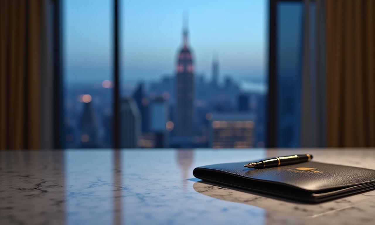 Professional desk with legal documents and architect-designed interior